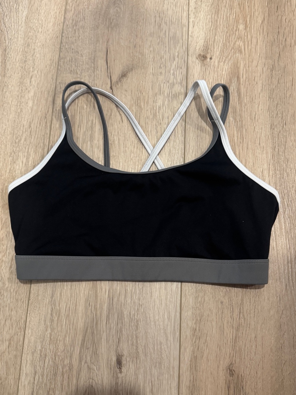 Aerie Offline Black & Gray Strappy Sports Bralette